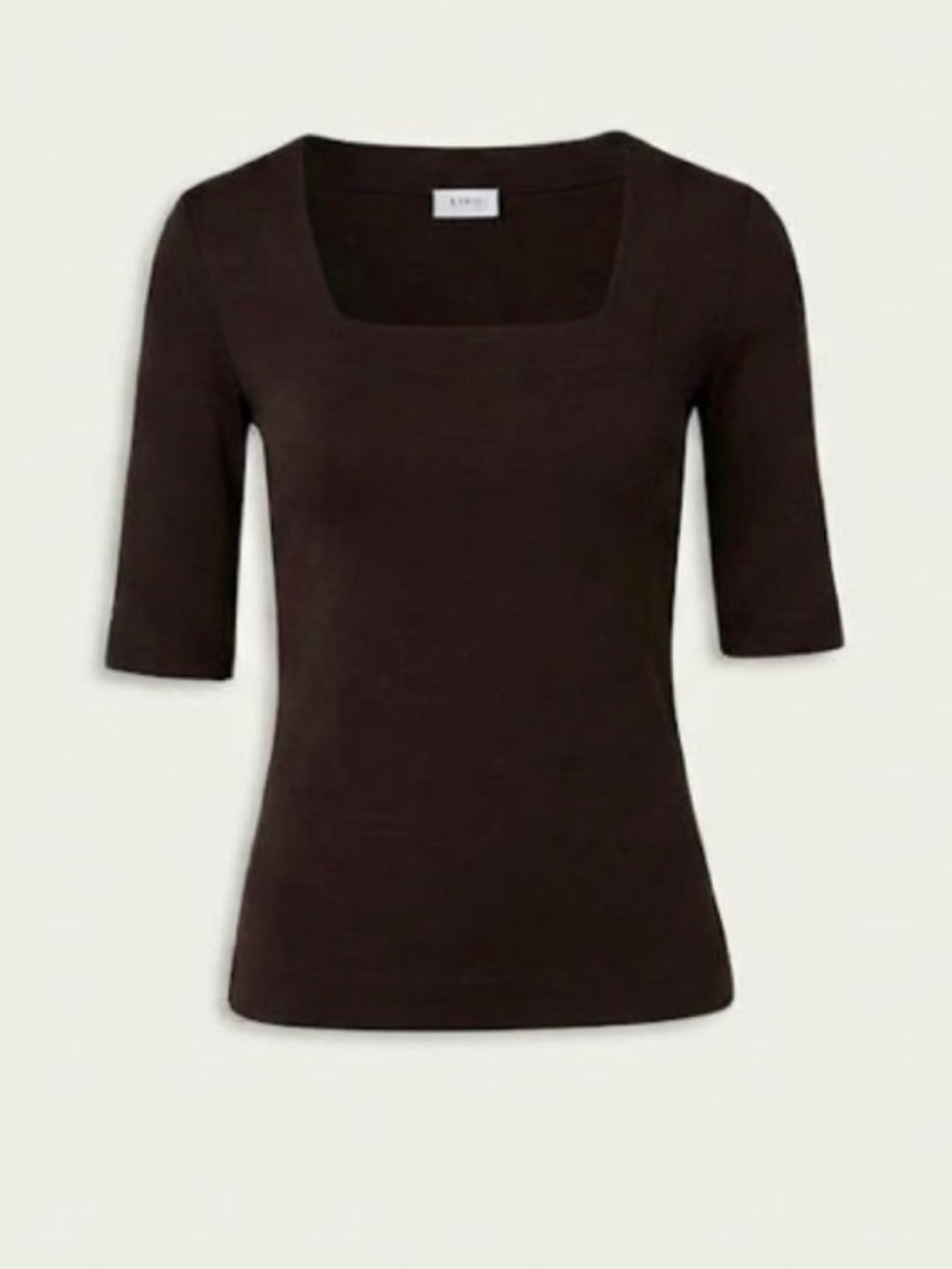 NWT Akris Punto Brown Square-Neck Elbow Sleeve Top